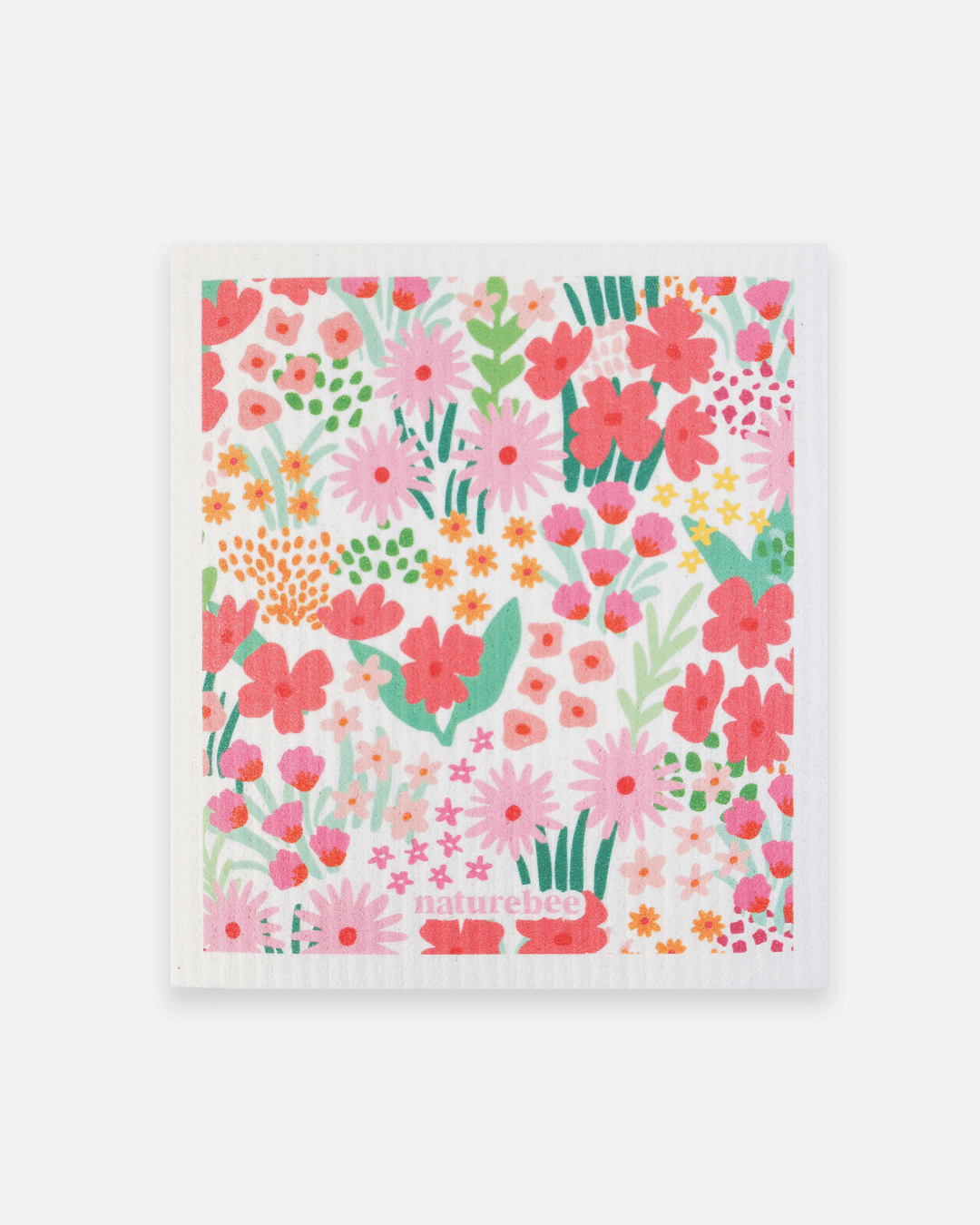 Swedish Dishcloth - Pink Floral Sponge Cloth