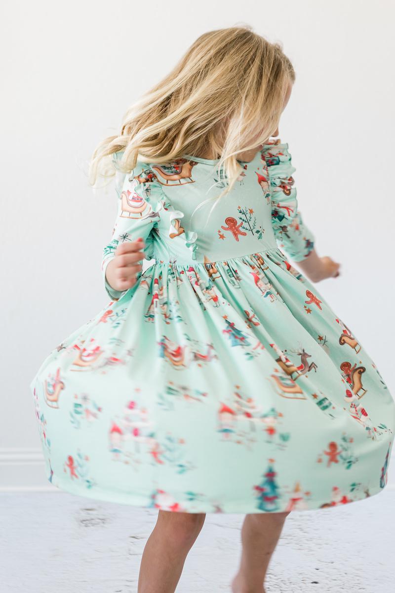 Believe in Your Elf Christmas Ruffle Twirl Dress - Mila & Rose ®