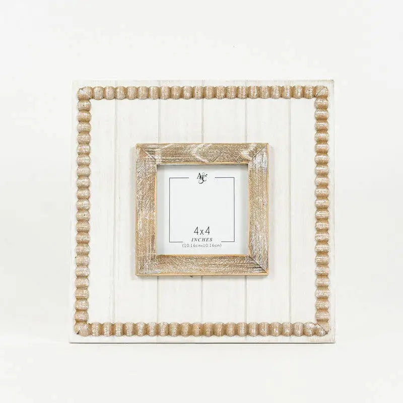 10x10 Wood Beaded Photo Frame (holds 4x4 picture) - Adams & Co.