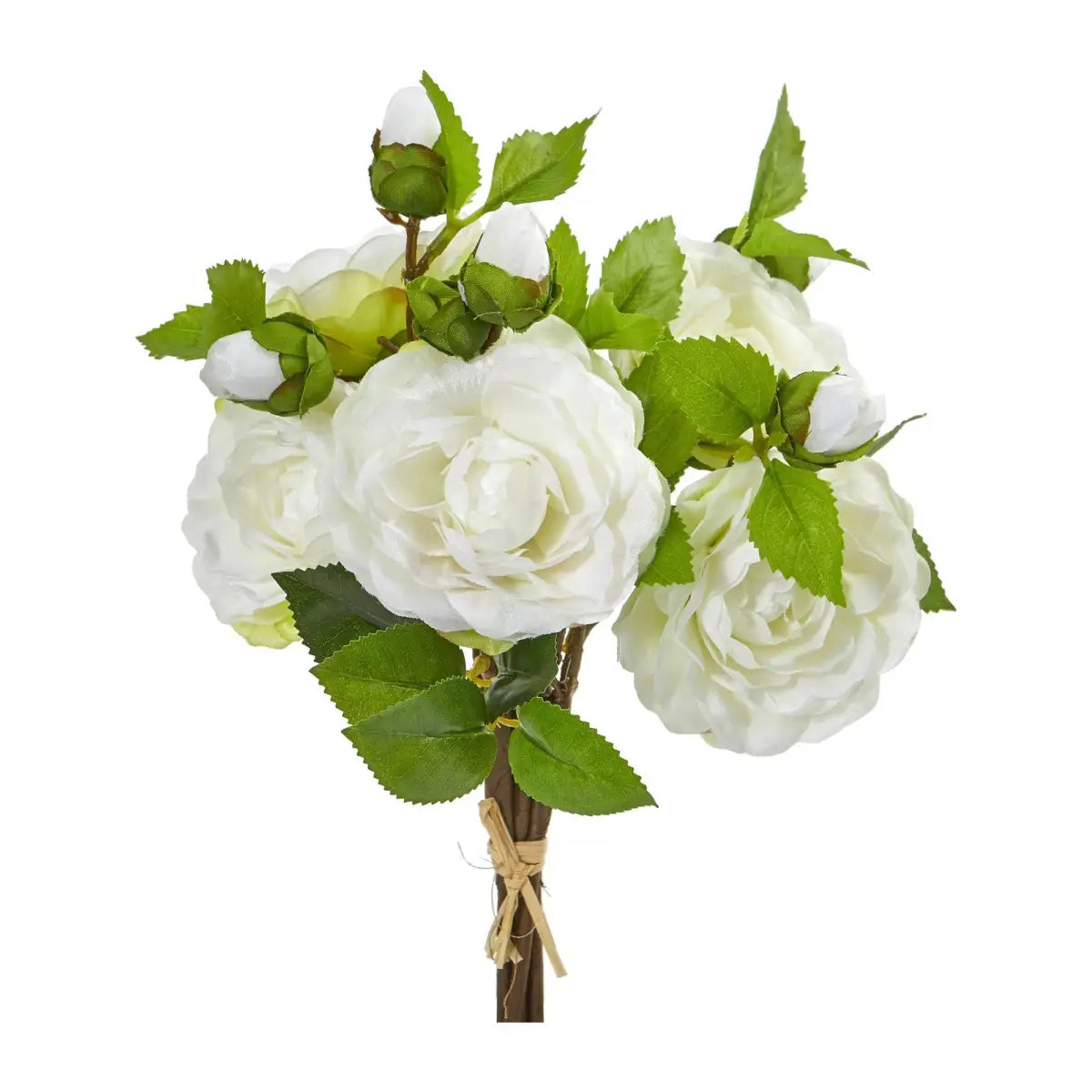 11” Camellia Artificial Flower Bouquet (Set of 4) - White - Nearly Natural