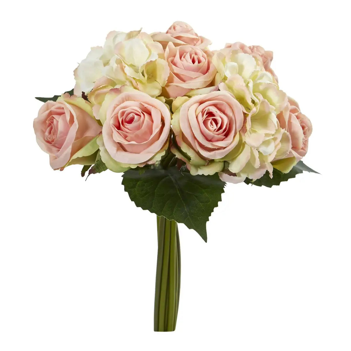 12” Rose and Hydrangea Bouquet Artificial Flower (Set of 6) - Nearly Natural