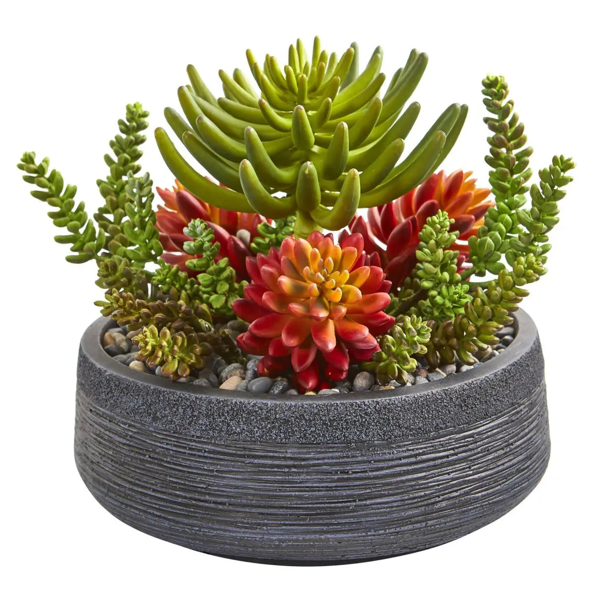 12” Succulent Garden Artificial Plant in Bowl - Nearly Natural