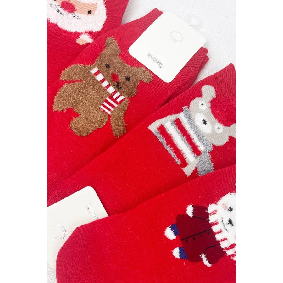 Christmas Kids Crew Socks - Brown Bear - Love and Repeat