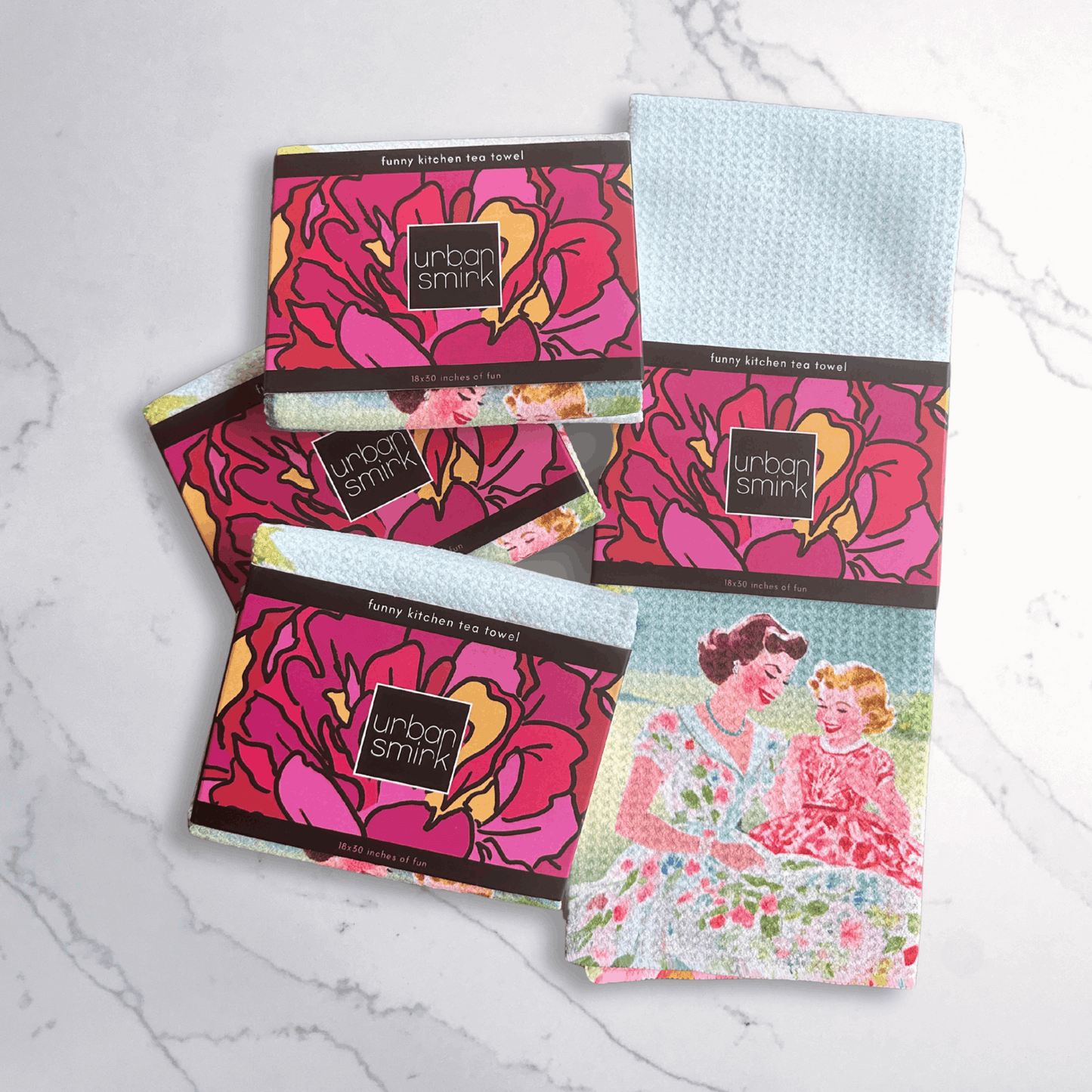 Funny Vintage Floral Kitchen Towel for Moms - Cranky & Tired - Urban Smirk