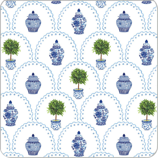Chinoiserie Topiary Paper Coasters, Set of 20