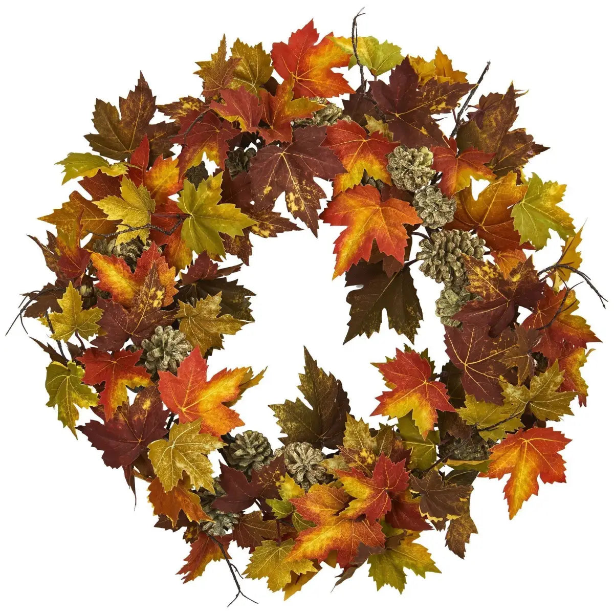 24” Maple Pine Cone Wreath - Nearly Natural