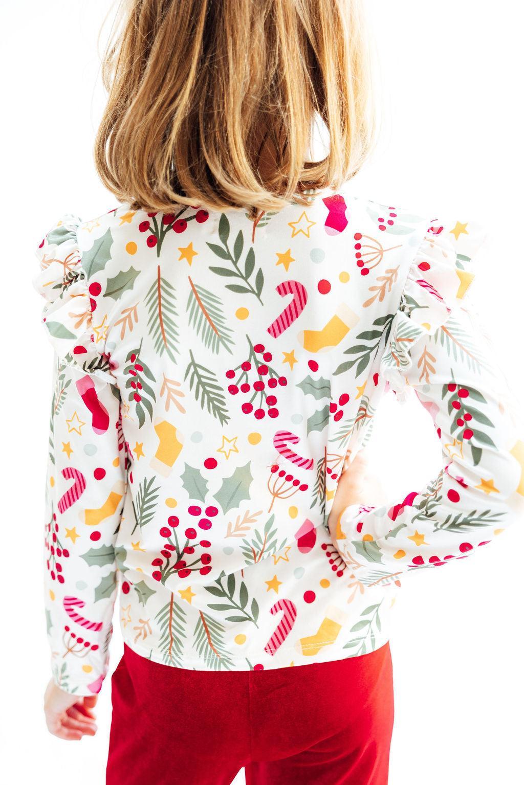 Holly Jolly Christmas L/S Ruffle Tee - Mila & Rose ®