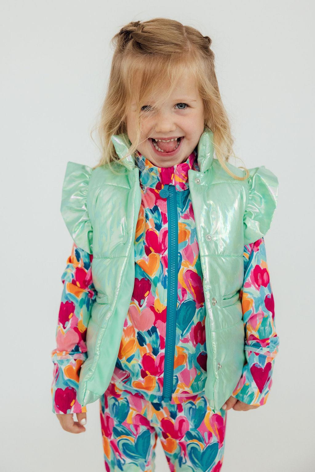 Mint Iridescent Puffer Vest - Mila & Rose ®