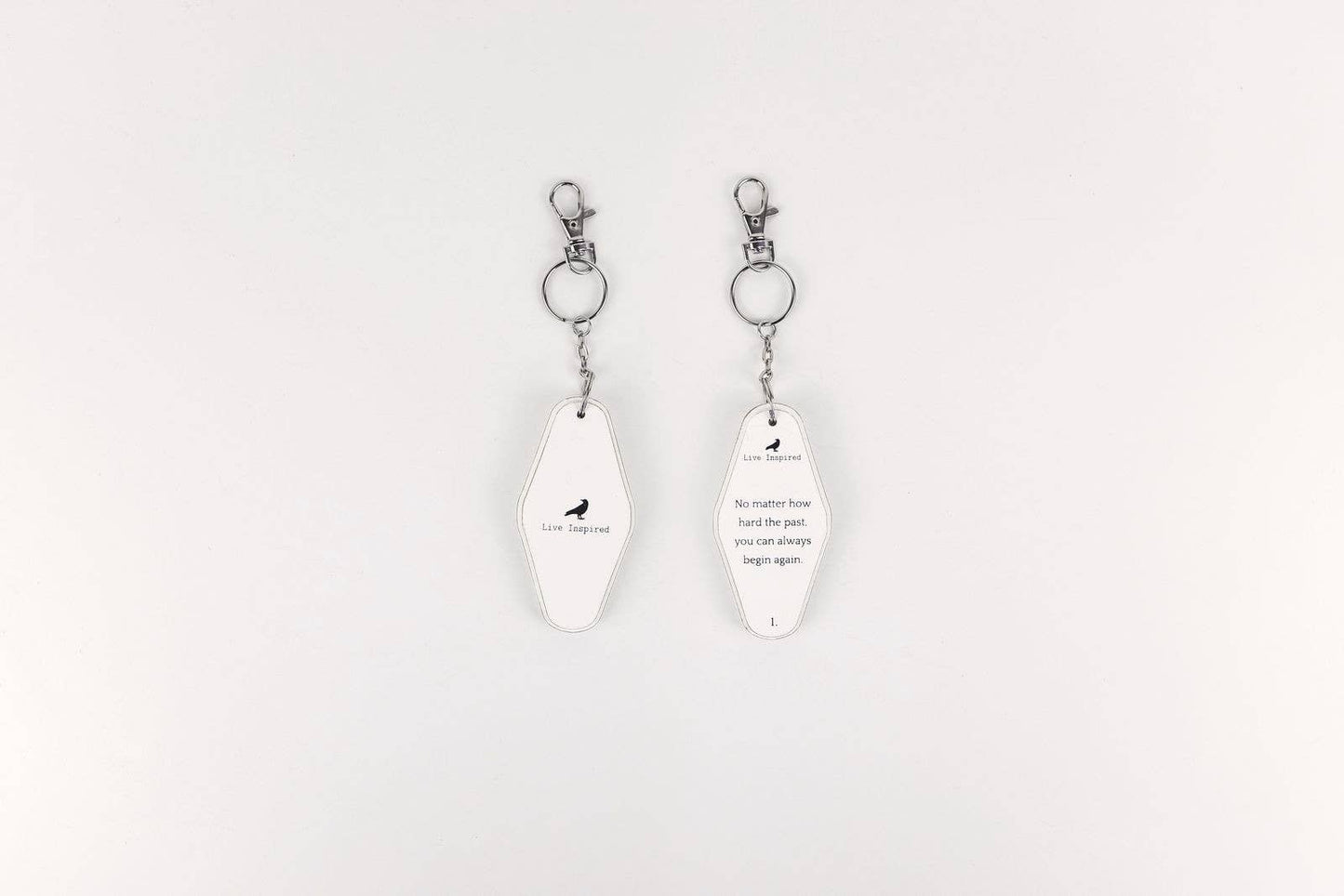 ’Begin Again’ Quote Wood Keychain