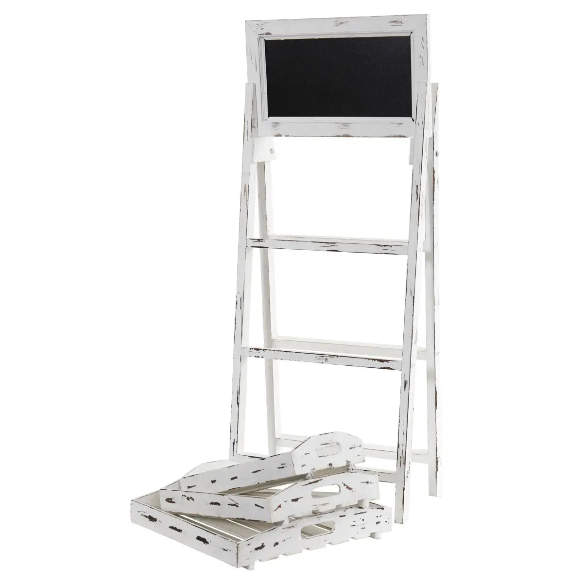 3’ White Washed Farmhouse Stand with Chalkboard - Nearly Natural