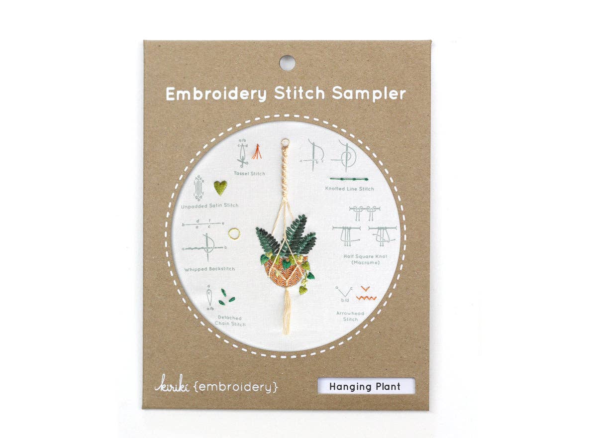 Hanging Plant - Embroidery Stitch Sampler - Kiriki Press