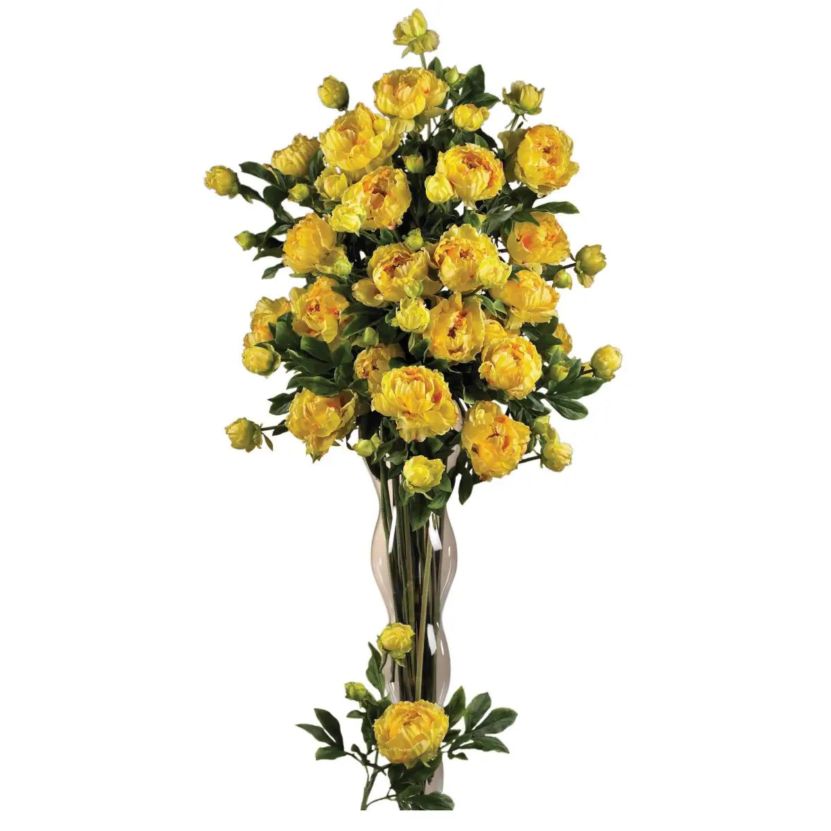 38.5’’ Peony w/Leaves Stem (Set of 12)’ - Nearly Natural