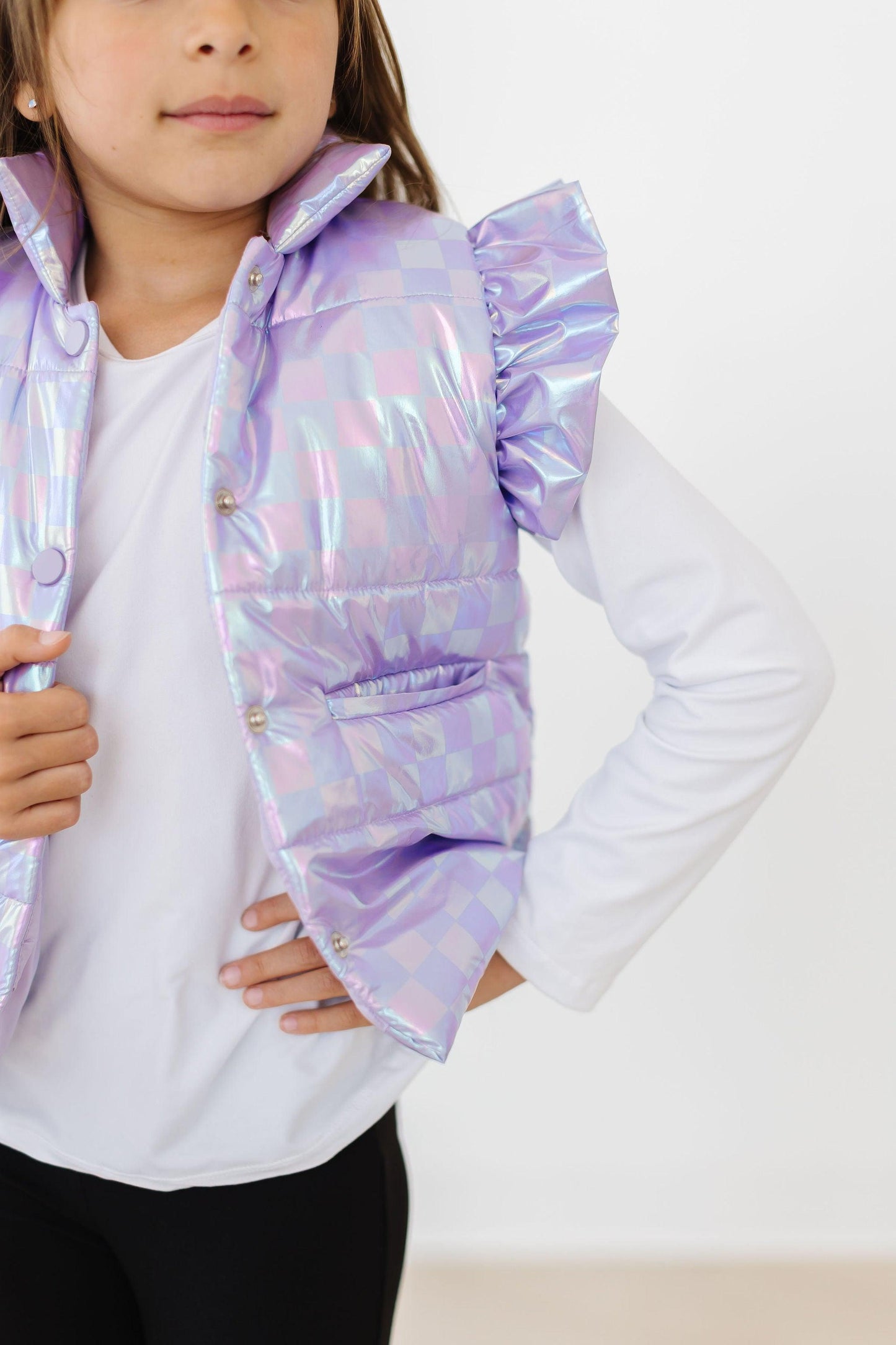 Lavender Haze Checker Puffer Vest - Mila & Rose ®