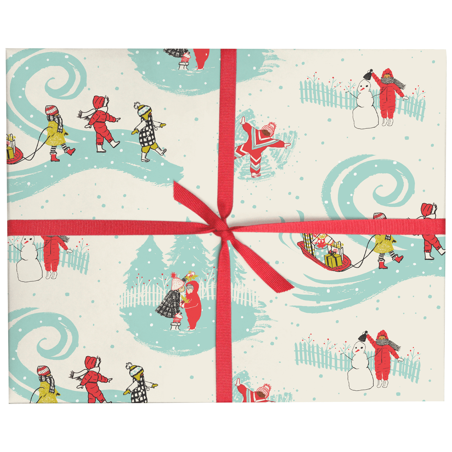 Kids in the Snow Gift Wrap Roll - Smudge Ink