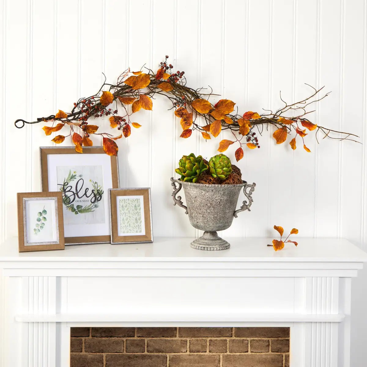 4’ Fall Foliage Berries and Twig Artificial Garland - Nearly Natural