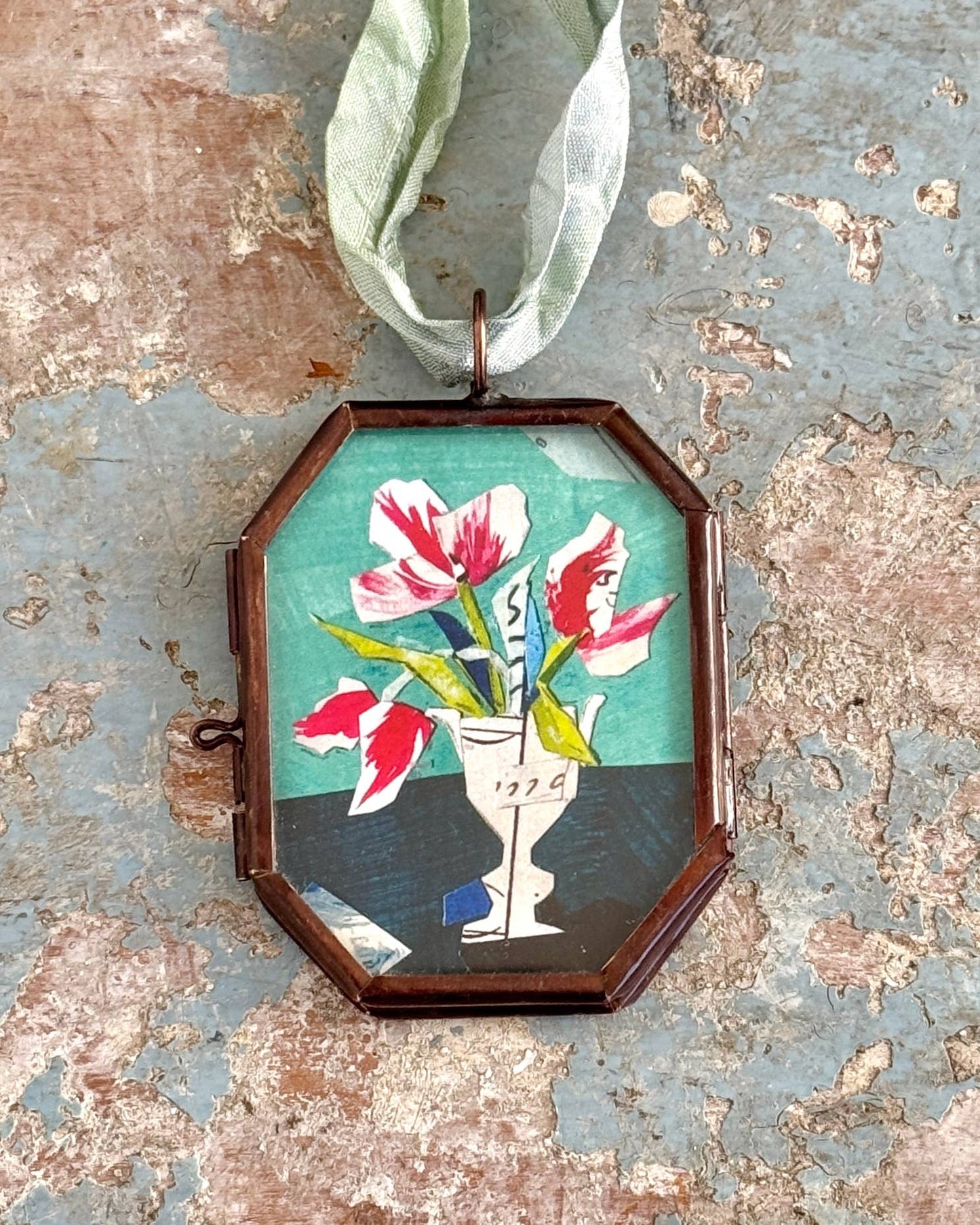 Parrot Tulips - Small Locket Art Miniature