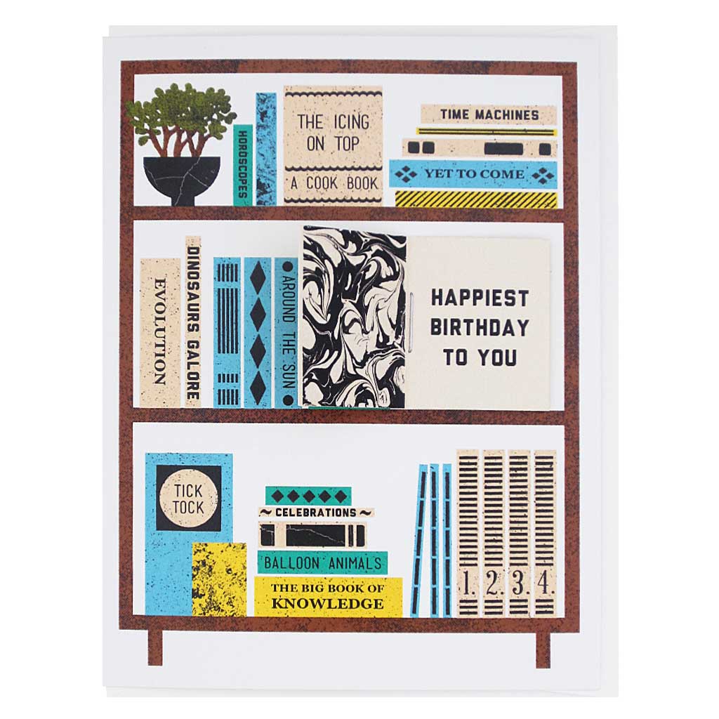 Birthday Book Shelves Card