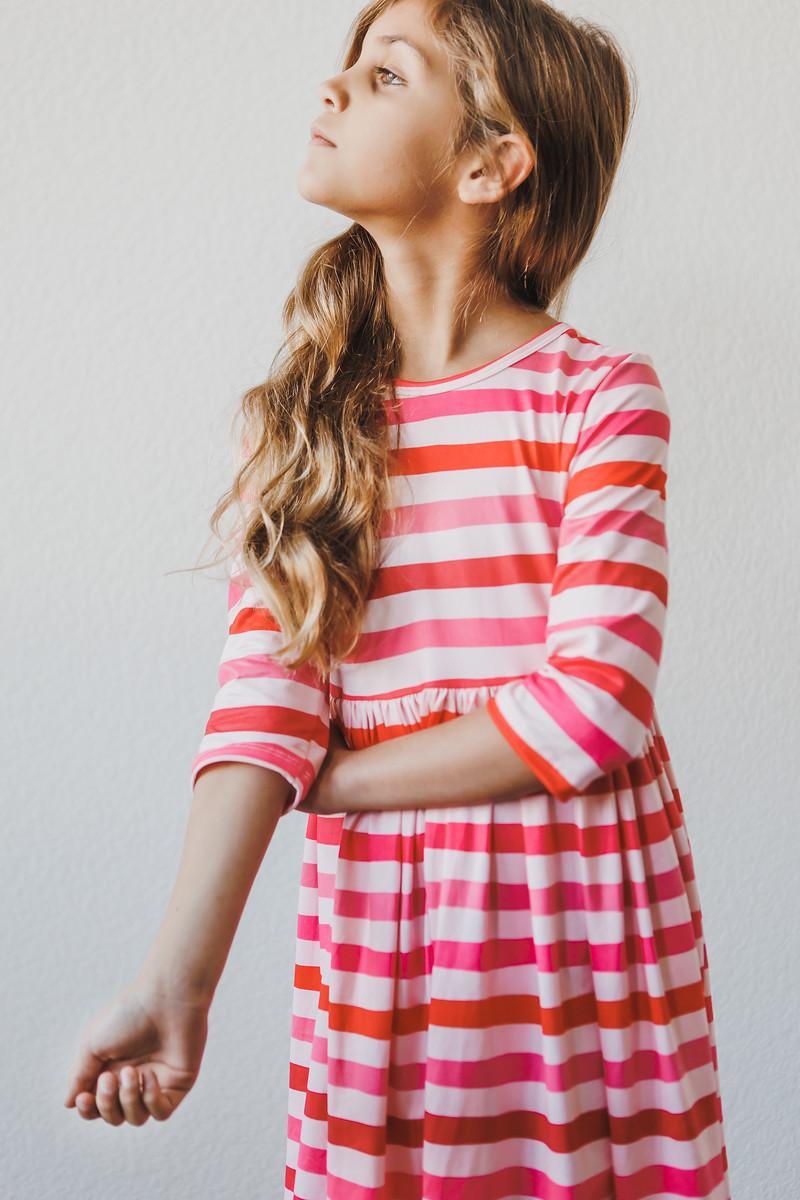 All You Need is Love Valentines Stripe Twirl Dress