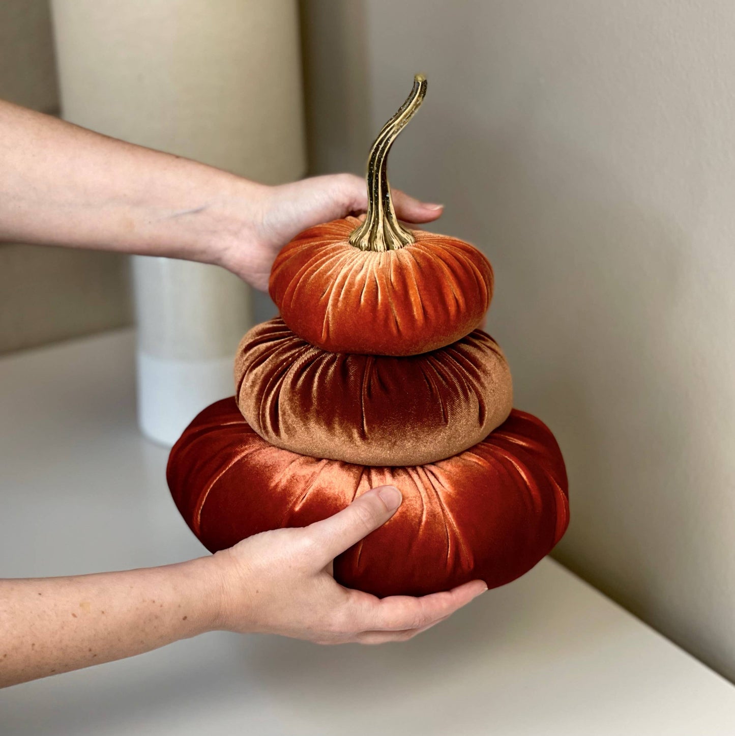 Velvet Pumpkin Stack - Fall Decor - Your Heart’s Content