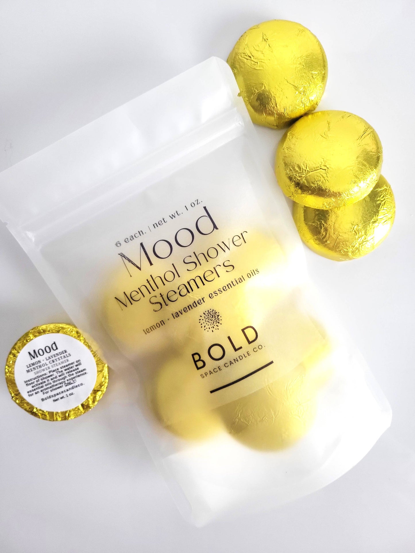 Shower Steamers – Mood - Lemon + Lavender - 6 pack - Bold Space Candle Co.