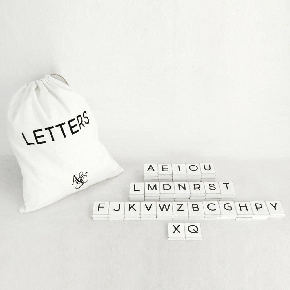 White Tiles Letters for Ledgie Letterboard - 70 pc with bag - Adams & Co.