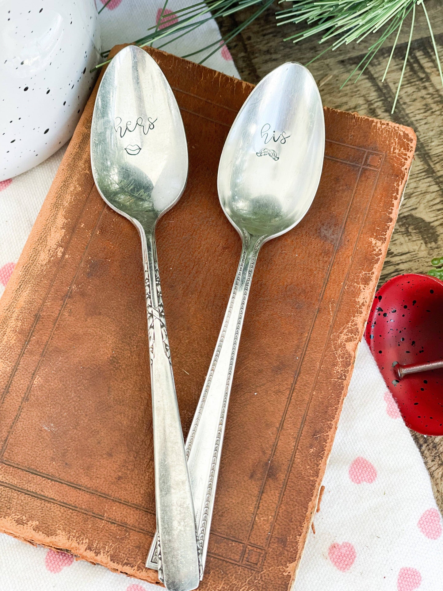 His & Hers Set - Vintage Stamped Spoon - Wedding Gift - The Sassy Barn