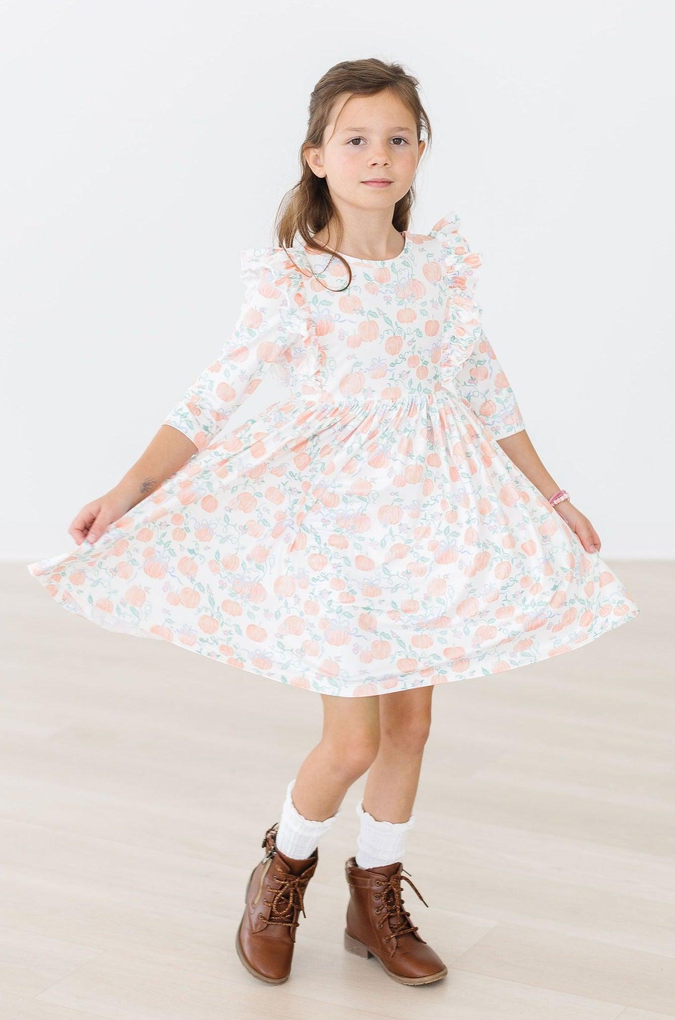 Pretty Pumpkins Fall Ruffle Twirl Dress - Mila & Rose ®