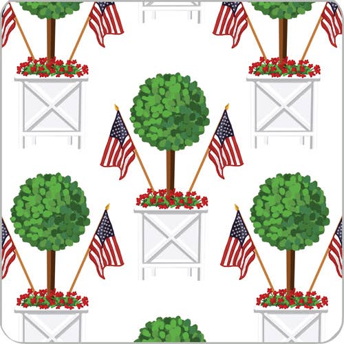 Patriotic Topiary Tree Paper Coasters, Set of 20