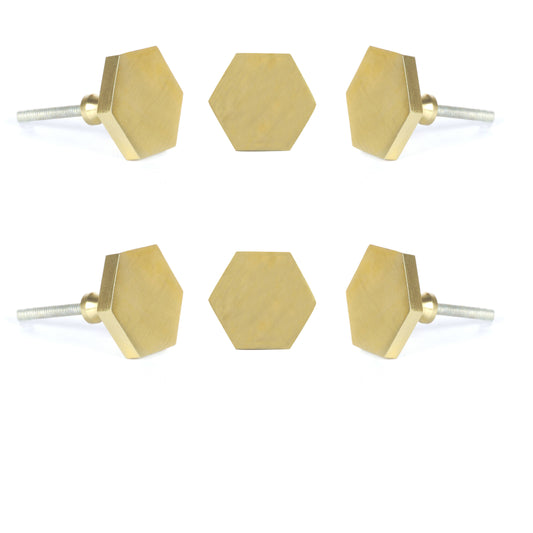 Hexagon Metal Knobs (Set of 6): Gold