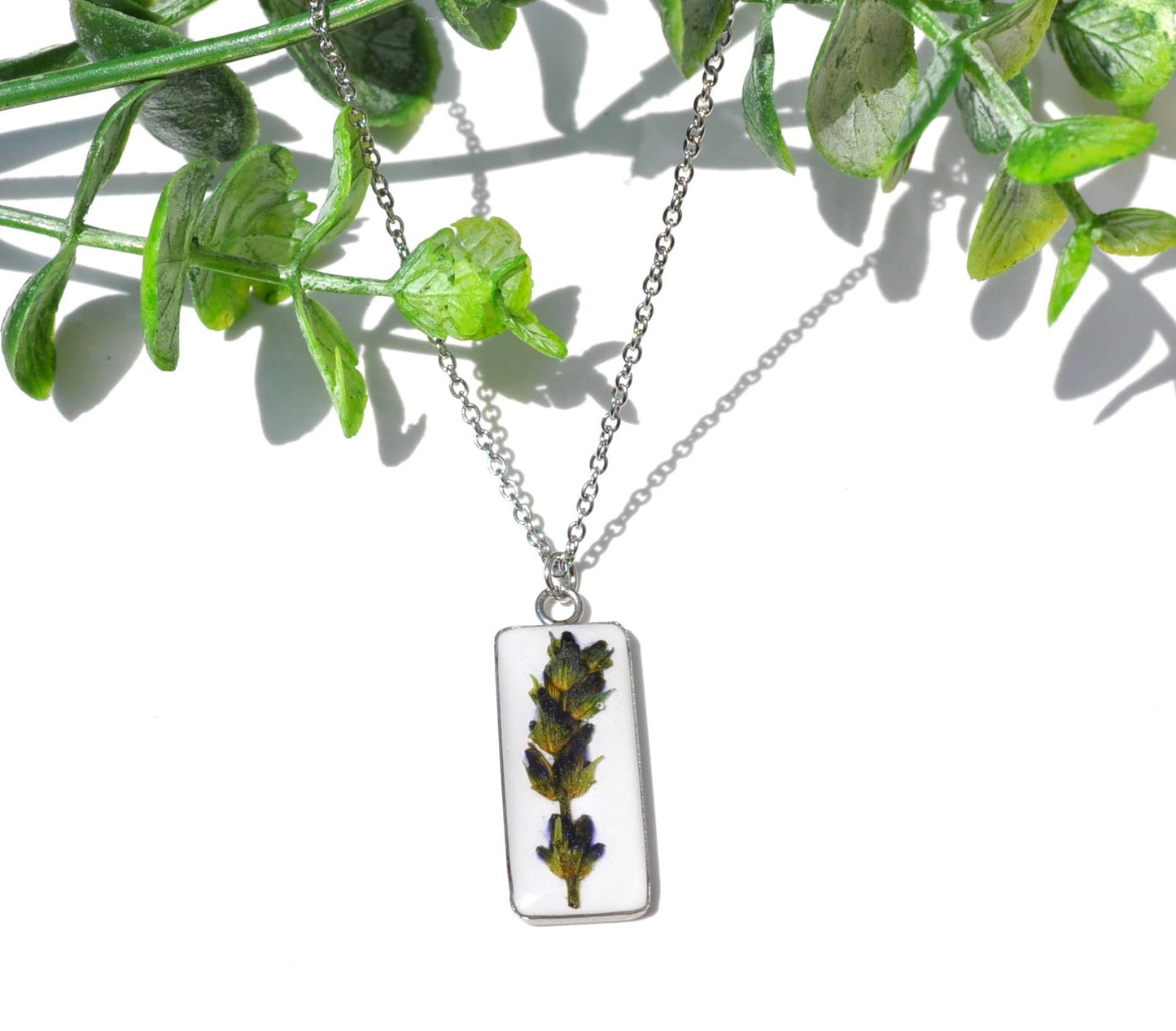 Pressed Lavender Necklace - White