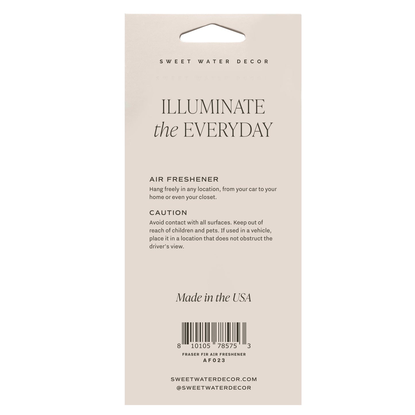 Fraser Fir Hanging Air Freshener - Sweet Water Decor