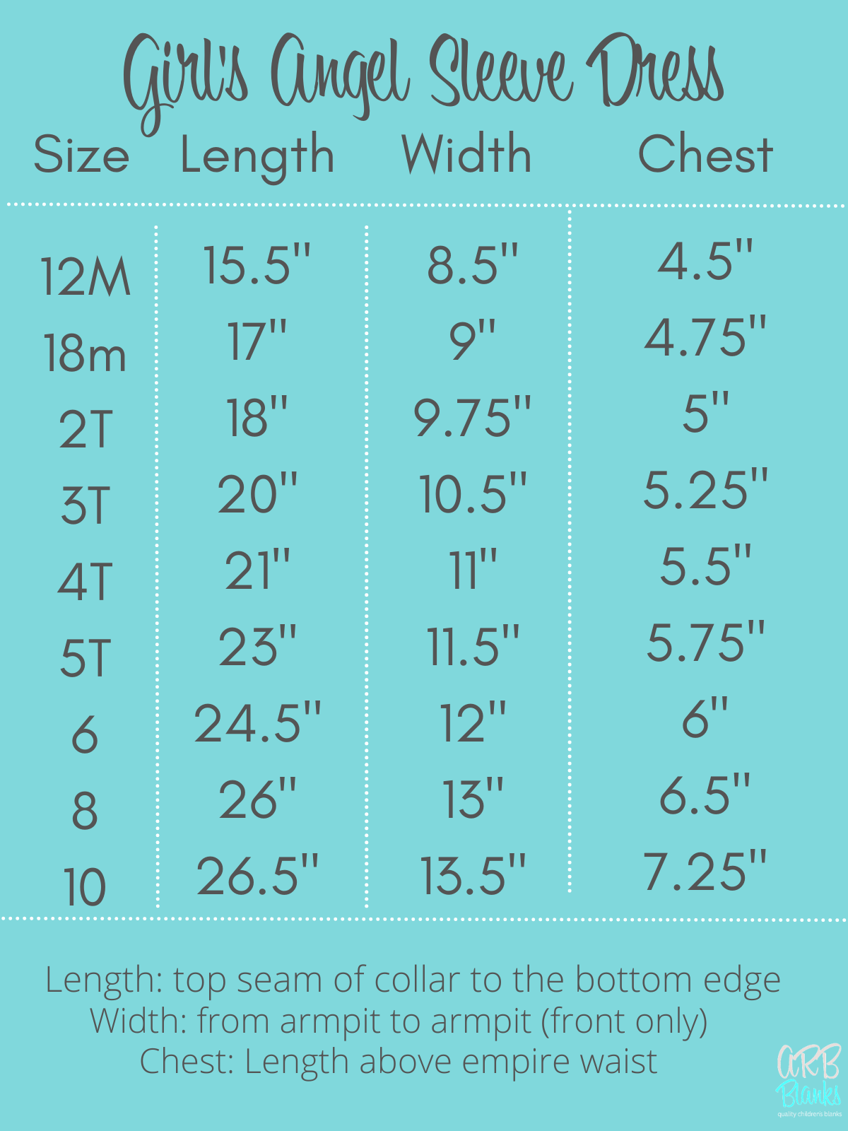 Girl’s Angel Sleeve Empire Waist Dress - ARB Blanks