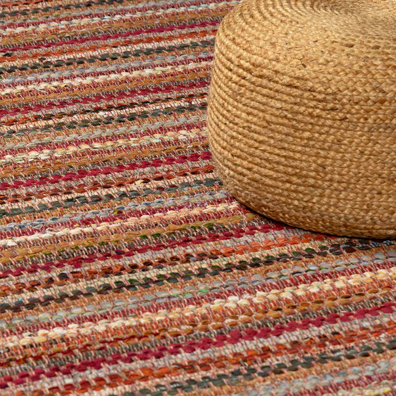 Multicolor Stripe Cotton Area Rug - Boutique Rugs