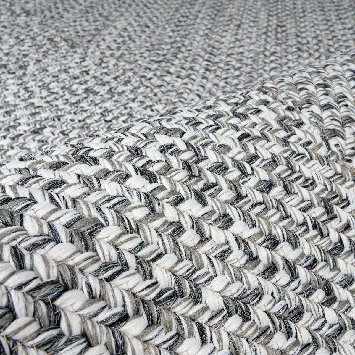 Cream Charcoal Braided Faux Jute Rug - 5’ x 7’6’’ Rectangle - Boutique Rugs