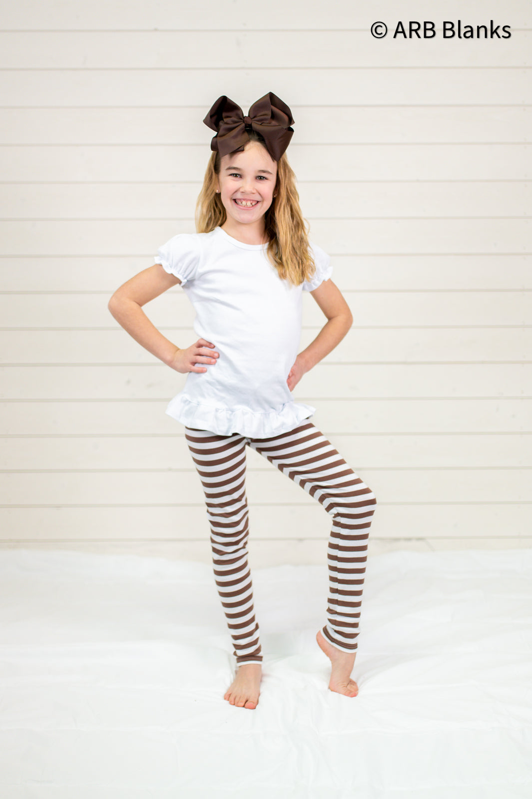 Unisex Striped Leggings - Brown & White / 12M - ARB Blanks