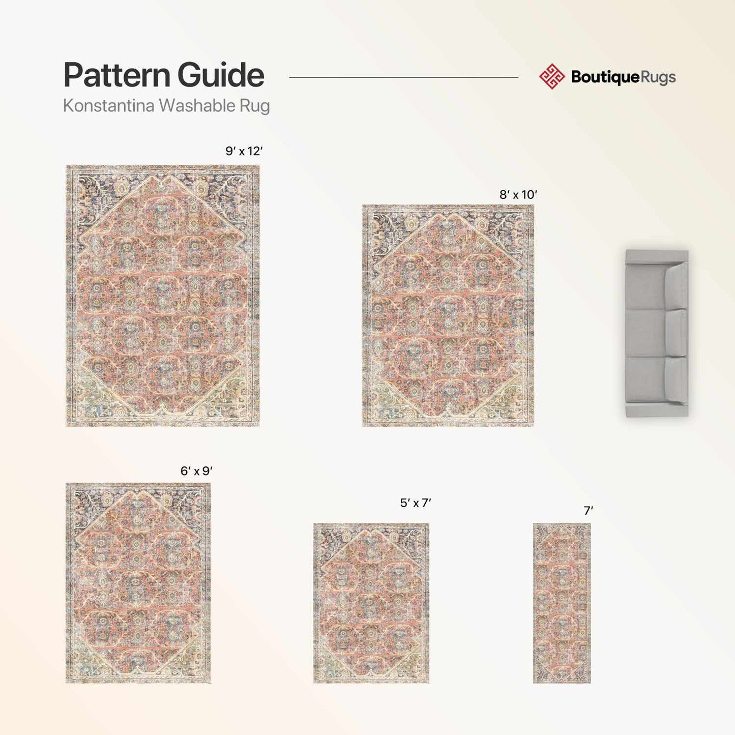 Konstantina Washable Traditional Rug - Limited Edition - Boutique Rugs