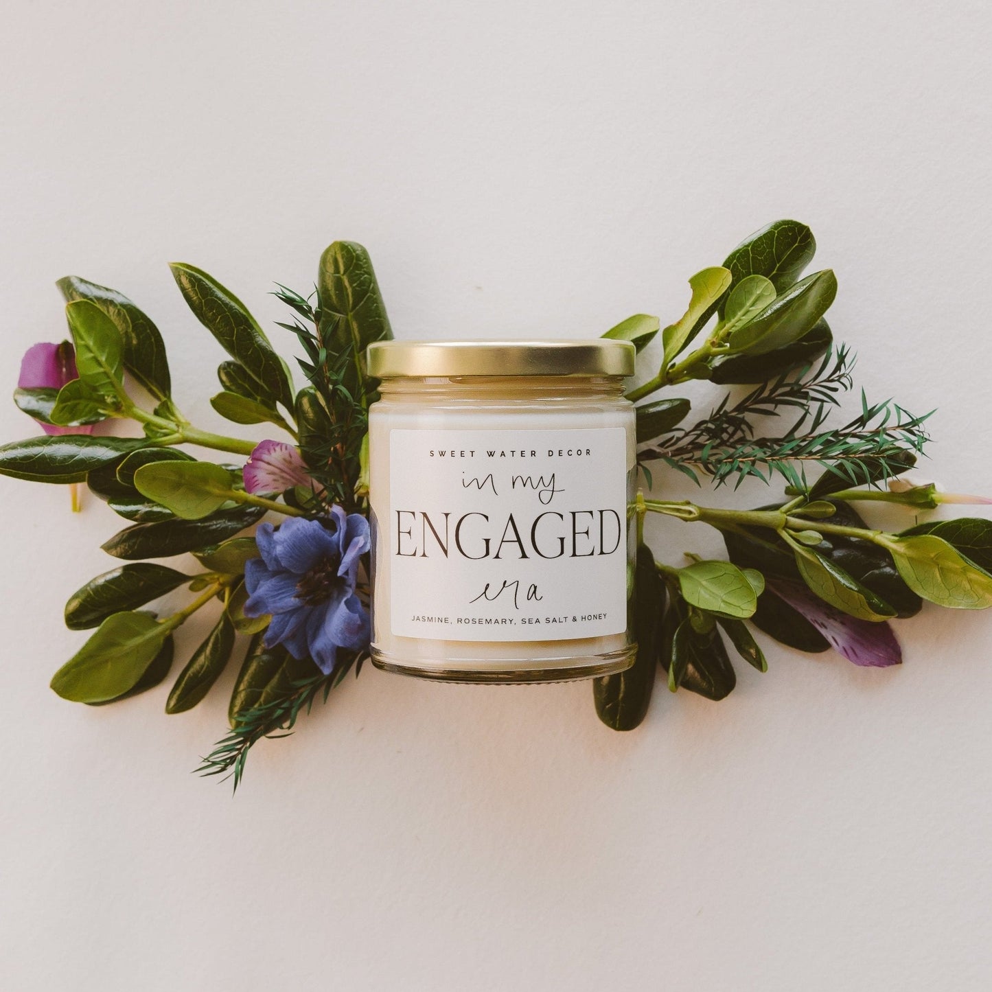 In My Engaged Era Soy Candle - Clear Jar - 9 oz (Wildflowers and Salt) - Sweet Water Decor
