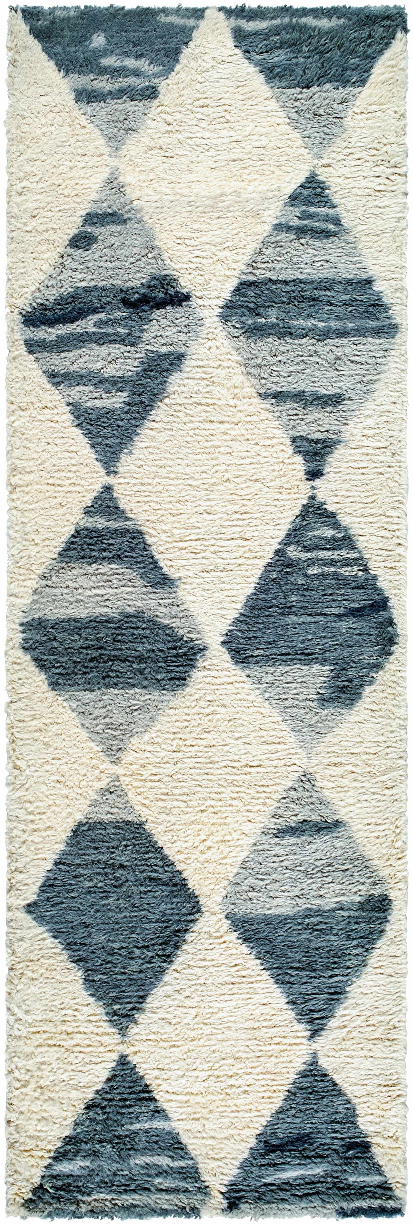 Gray Blue Diamonds Wool Rug - Boutique Rugs