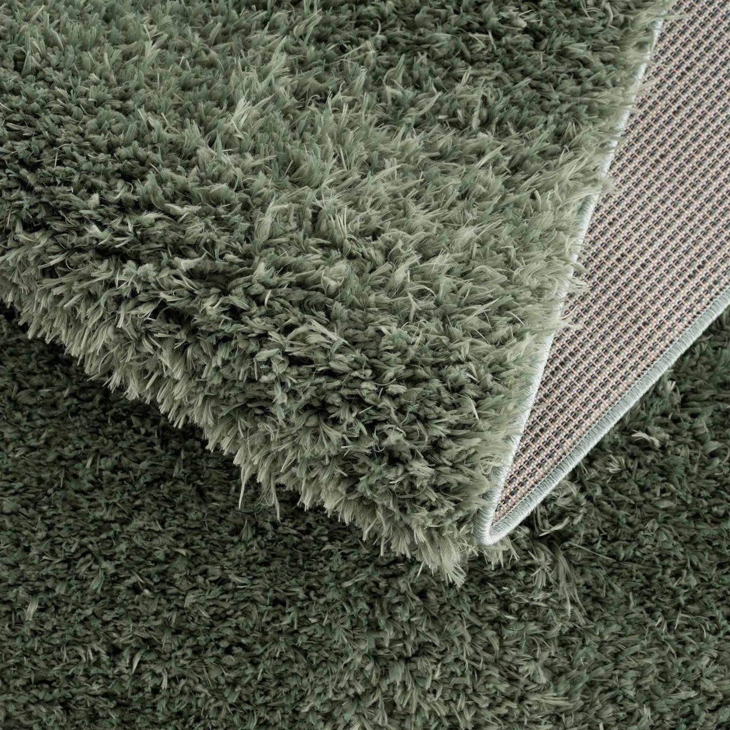 Faina Solid Green Shag Rug Washable - Boutique Rugs