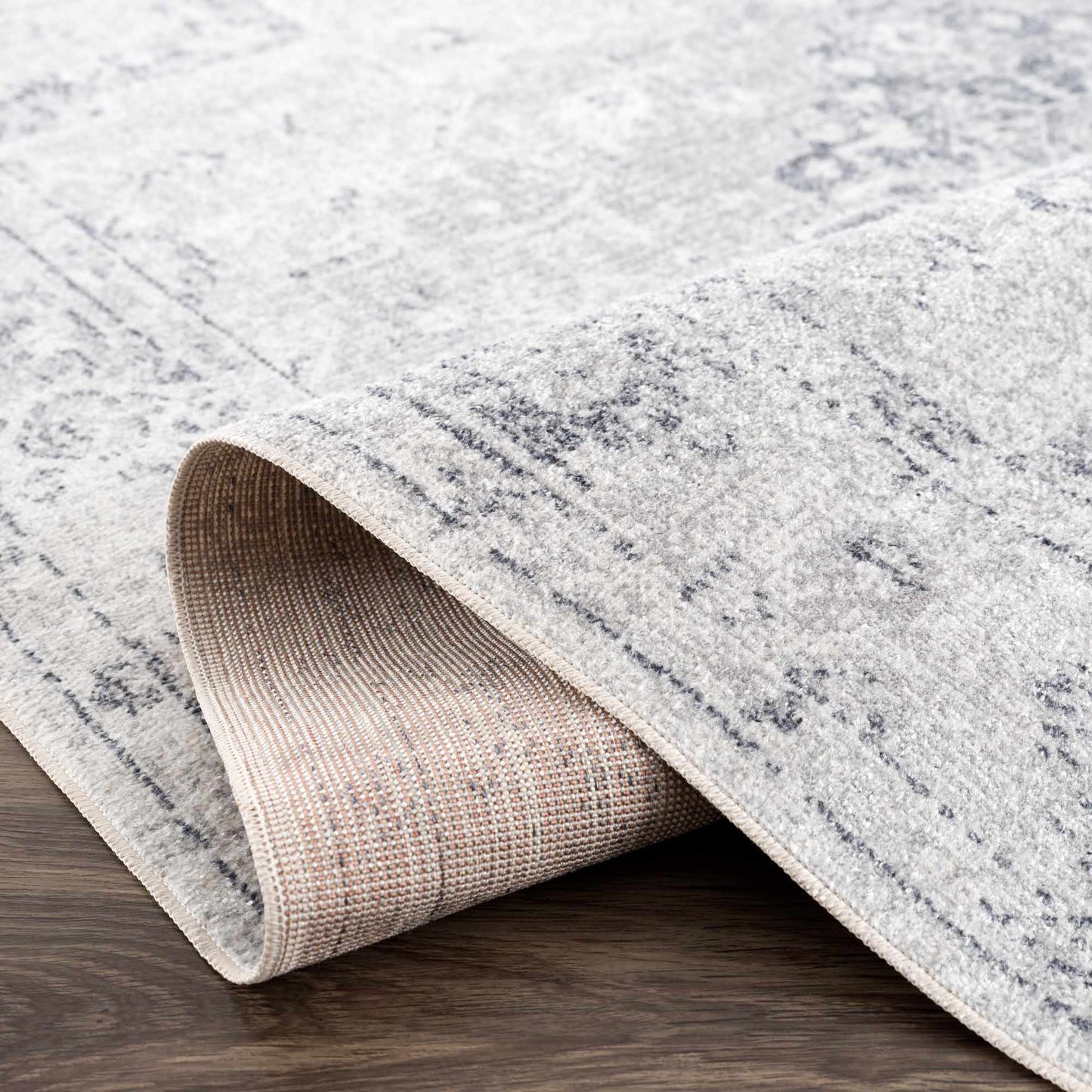 Akram Cream & Antrasit Washable Area Rug - Boutique Rugs