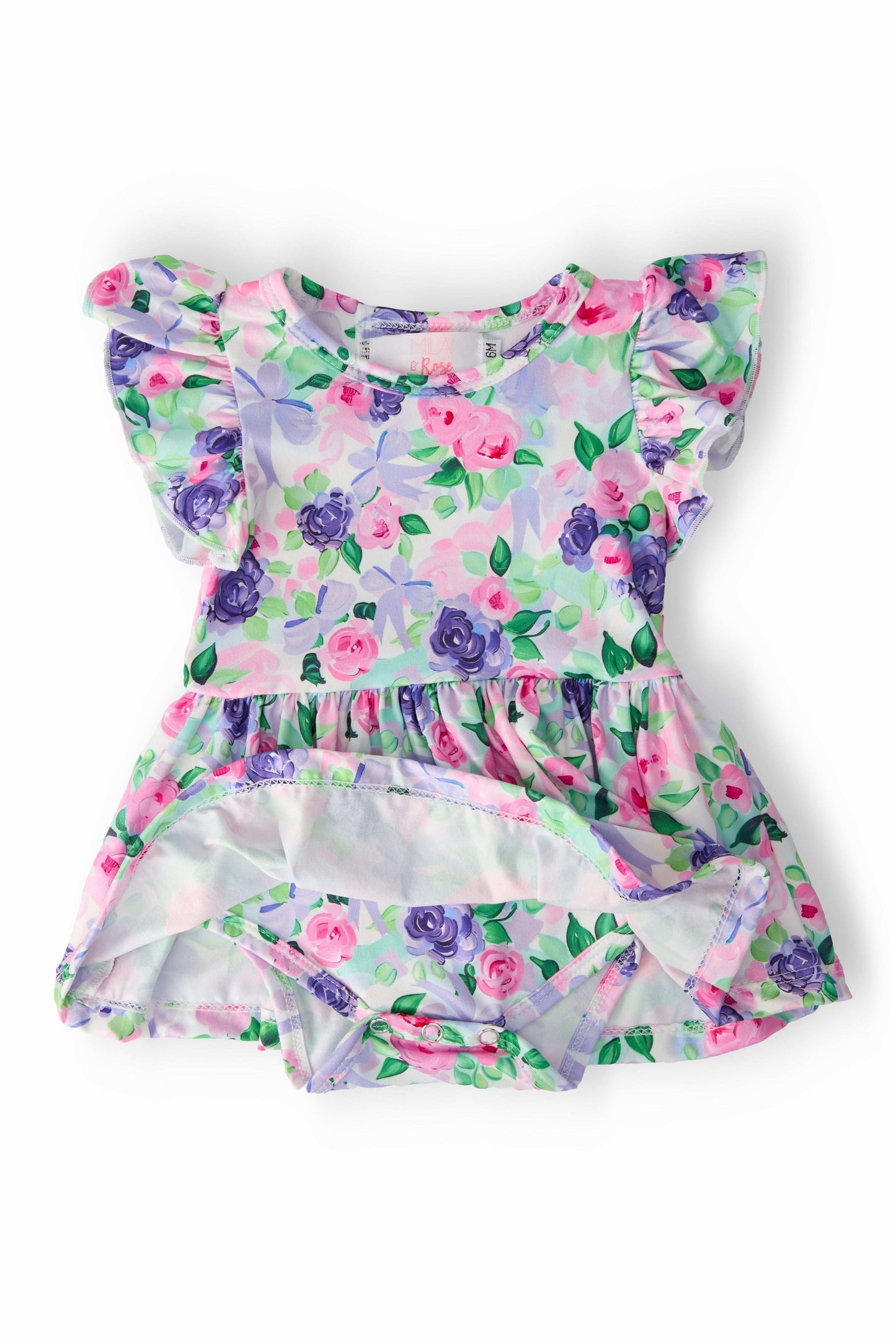 Lavender Love Floral Flutter Twirl Bodysuit Baby Outfit - Mila & Rose ®