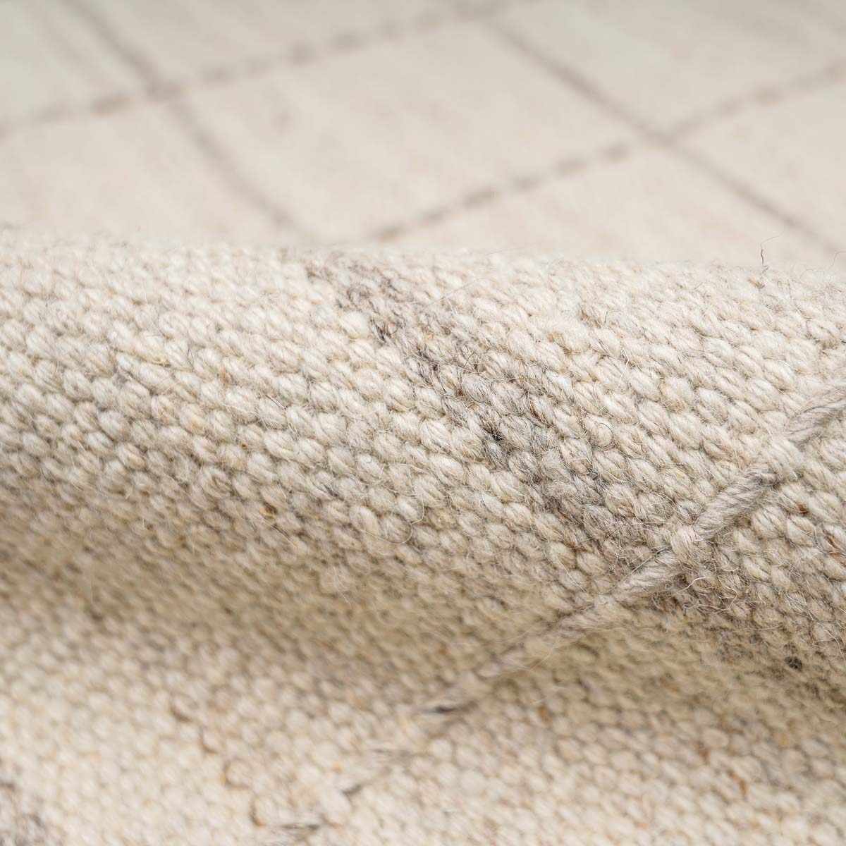 Cream Checkered Flat Woven Wool Rug - Boutique Rugs