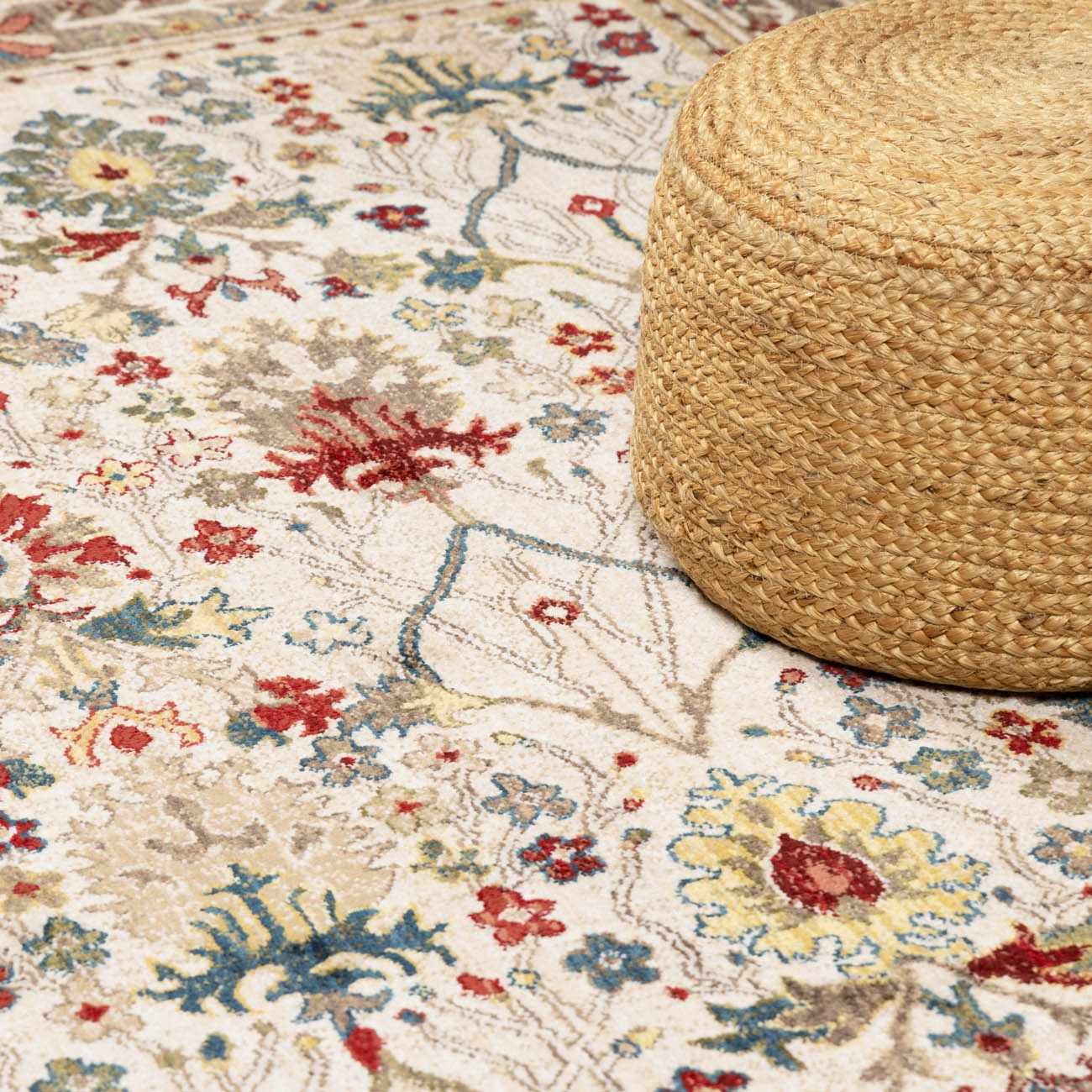 Neola White/Brown Damask Area Rug - Boutique Rugs