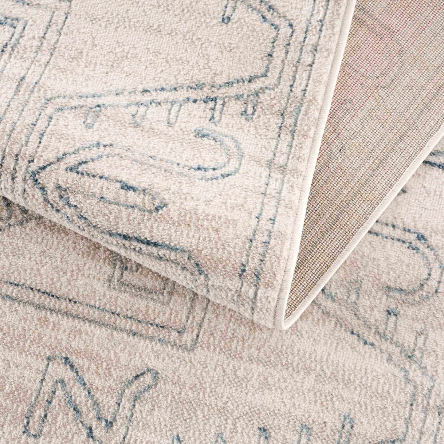 Divya Cream & Silver Blue Area Rug - Limited Edition - Boutique Rugs