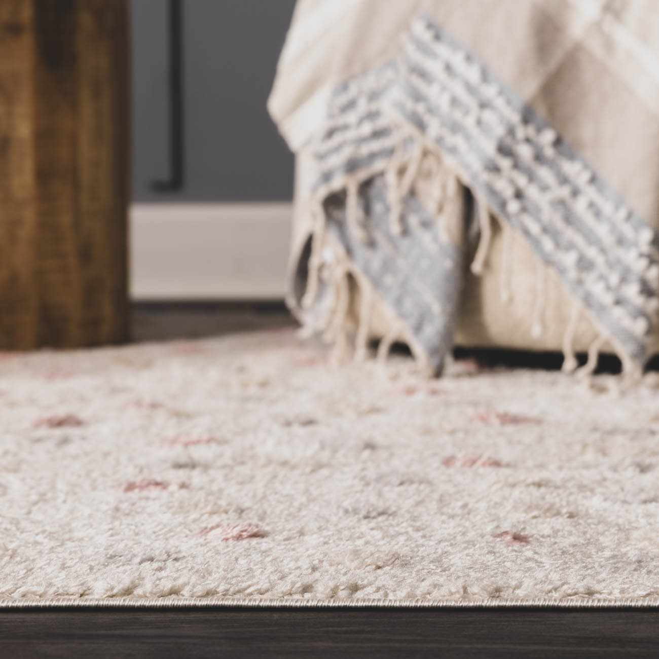 Cansu Pink & Cream Dotted Area Rug - Boutique Rugs