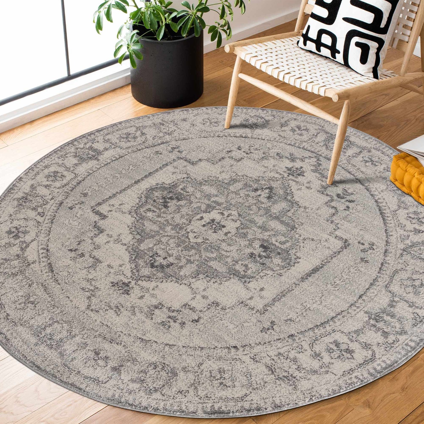 Tapis médaillon ivoire et gris TGS2315