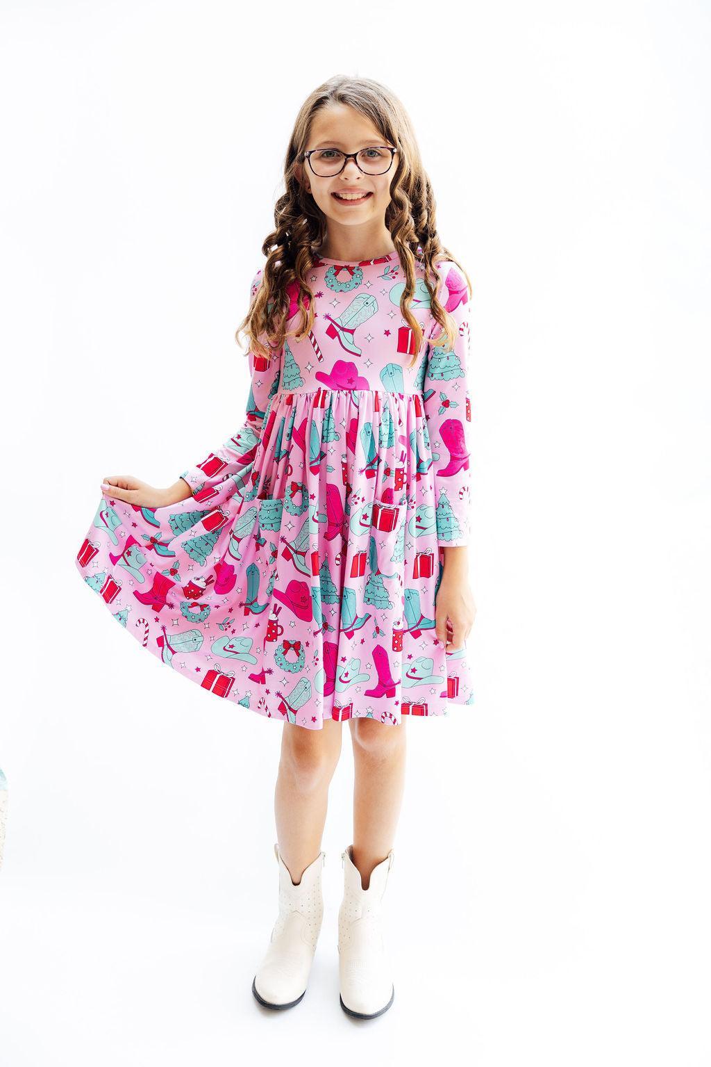 Christmas Cowgirl L/S Pocket Twirl Dress - Mila & Rose ®