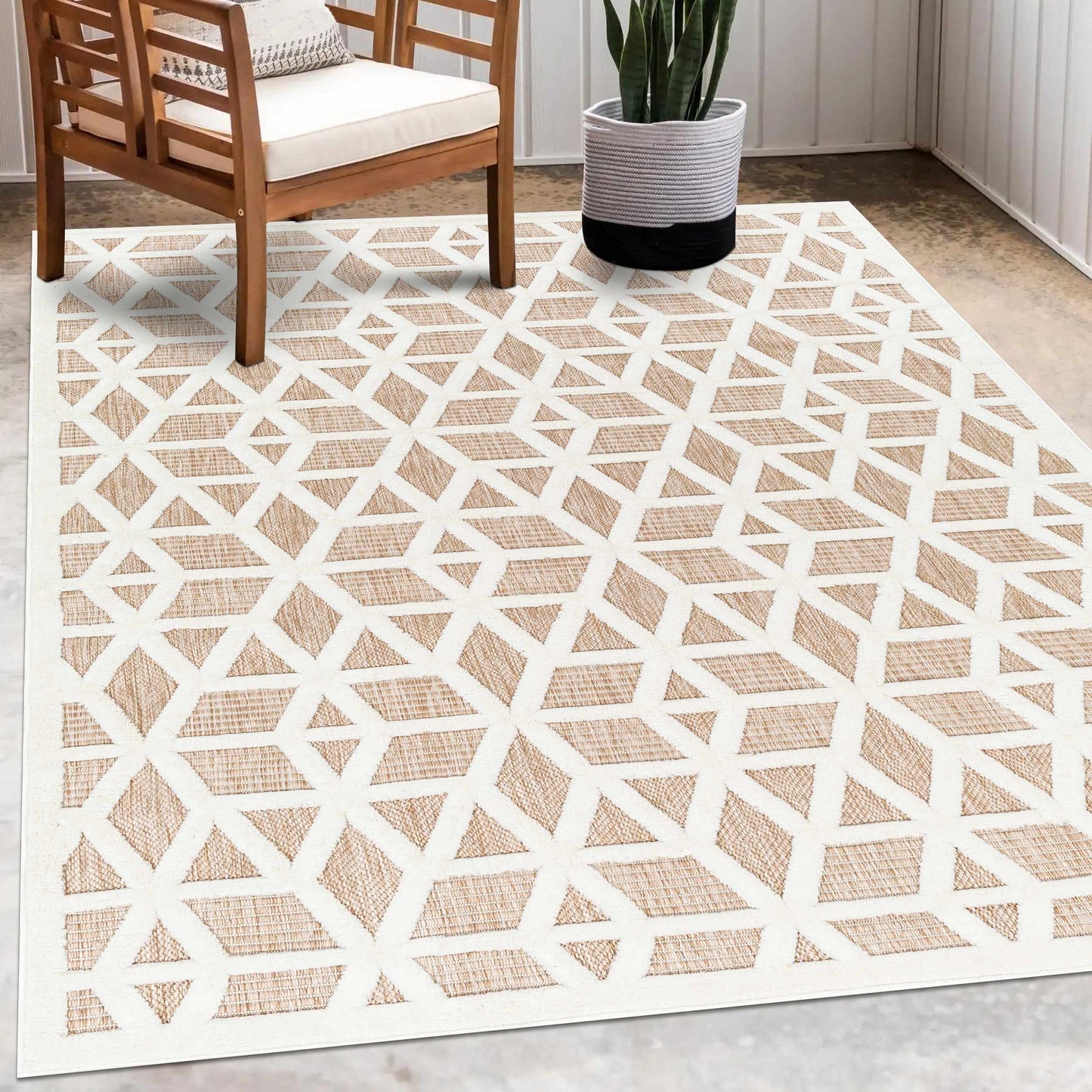 Nuri Tan Outdoor Rug - Boutique Rugs