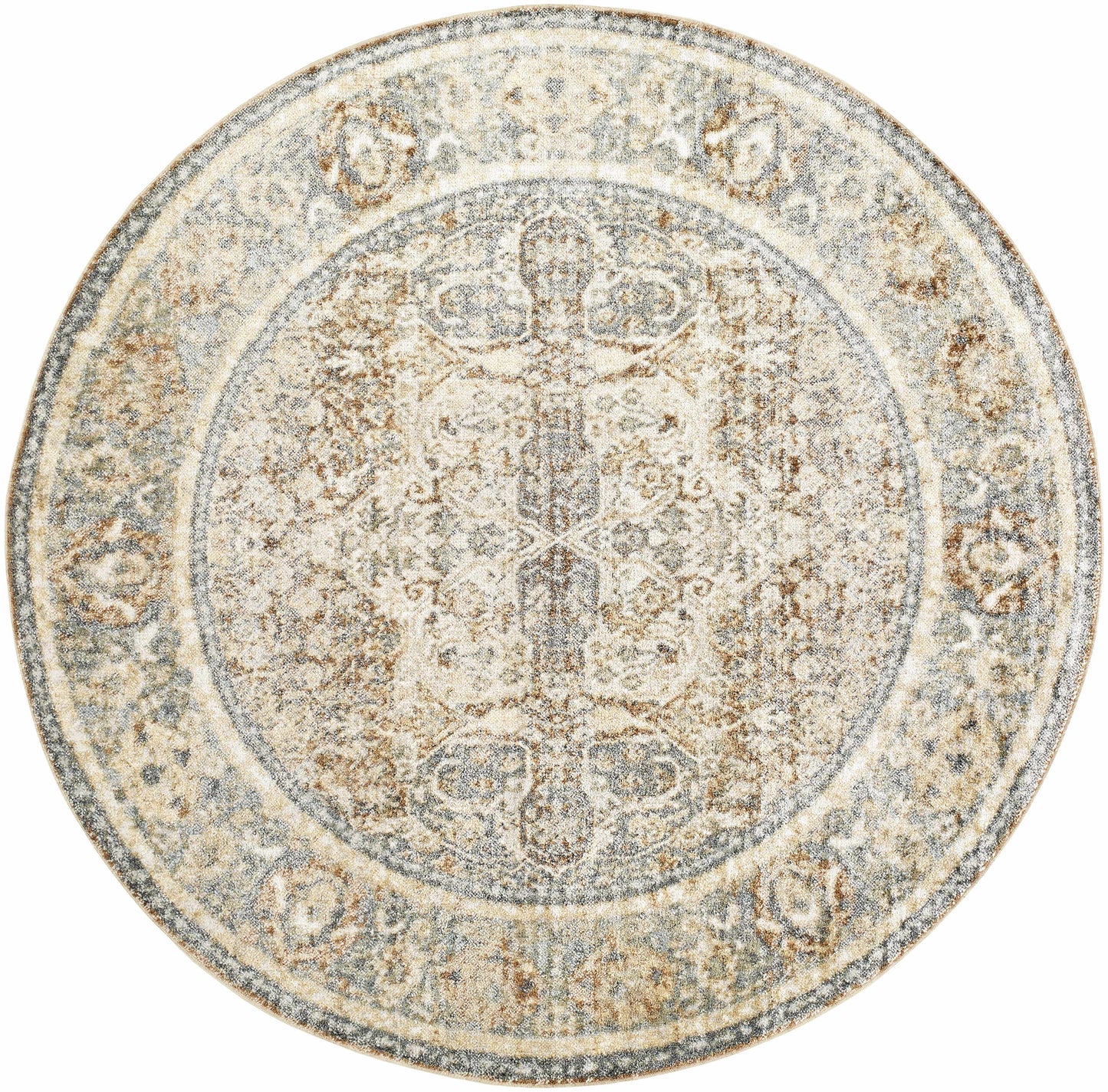 Arias Beige Blue Washable Area Rug - Boutique Rugs
