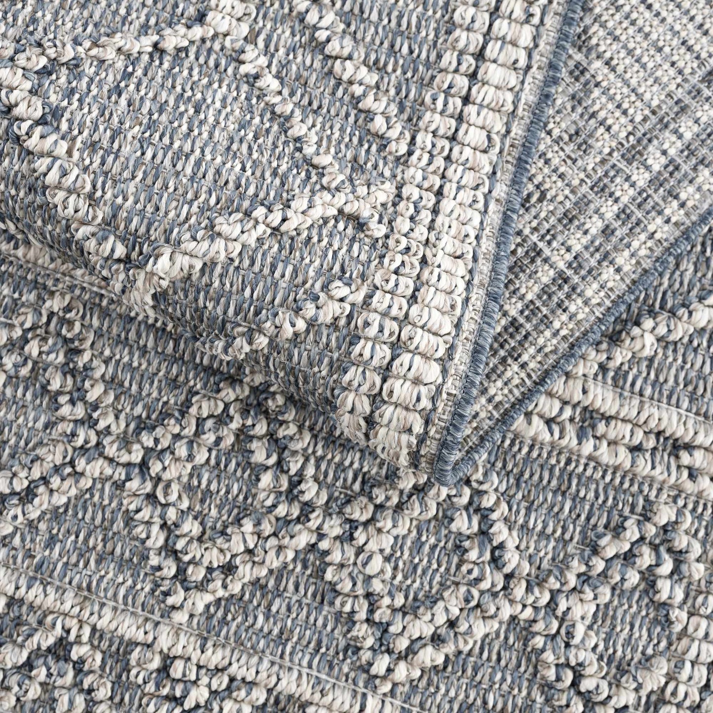 Diah Gray Blue Textured Trellis Rug - Limited Edition - Boutique Rugs